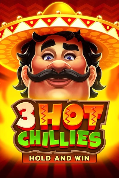 Εμβλημα παιχνιδιού slot 3 Hot Chilies με χαρακτήρα με μουστάκι και καπέλο