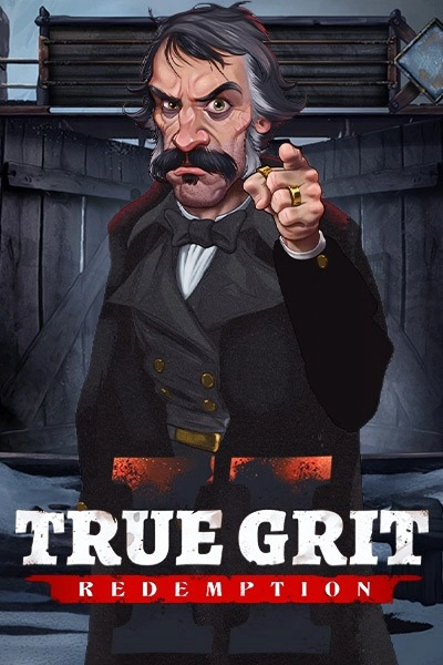 True Grit Redemption παιχνίδι slot με έναν άνδρα με μουστάκι και ένδυμα του 19ου αιώνα